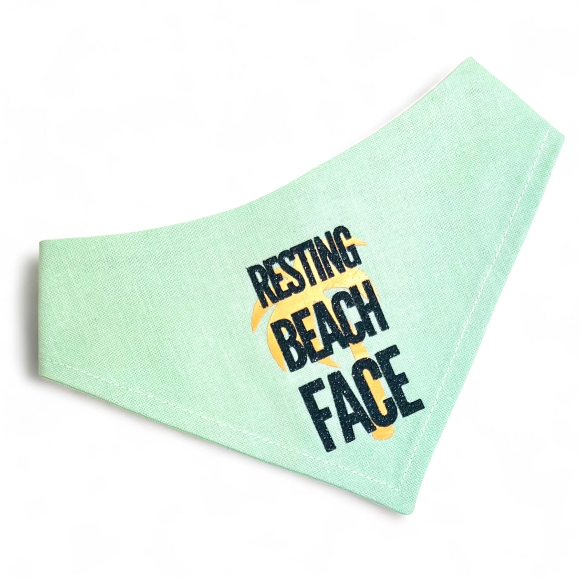 Mint Resting Beach Face Personalised Reversible Dog Bandana Snap on Style