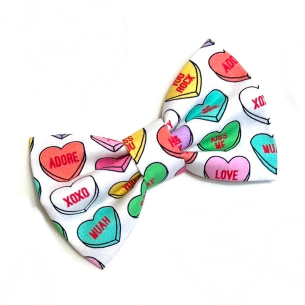 Candy Hearts Valentines Day Dog Bow Tie