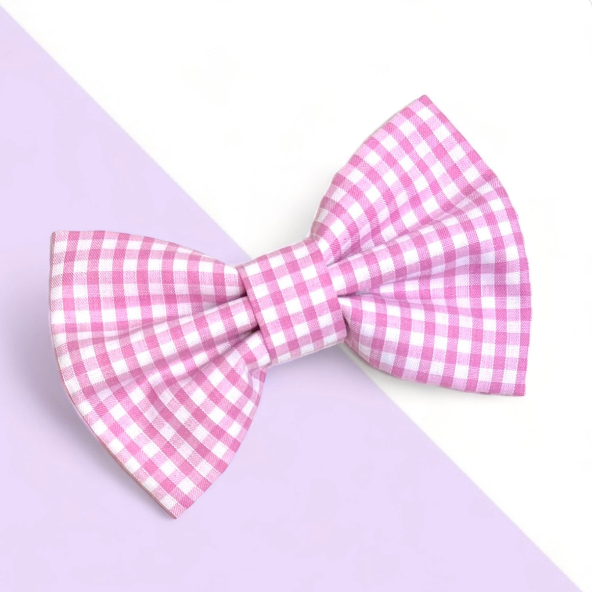 Pink Gingham Spring Dog or Cat Bow Tie