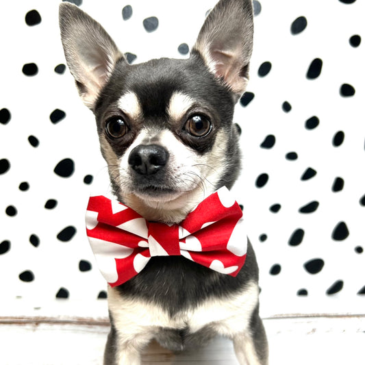 Red Hearts Dog Bow Tie