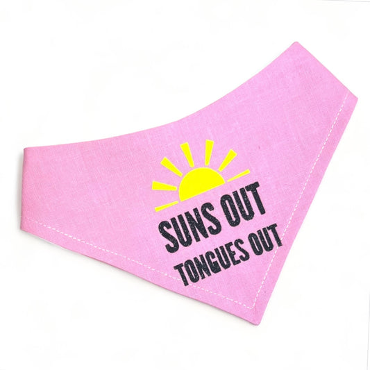 Pink Suns Out Tongues Out Personalised Reversible Dog Bandana Snap on Style