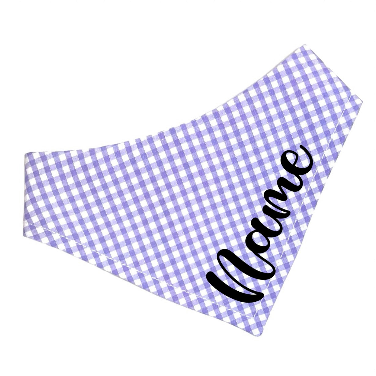 Purple Gingham Personalised Dog or Cat Bandana Snap on or Over Collar