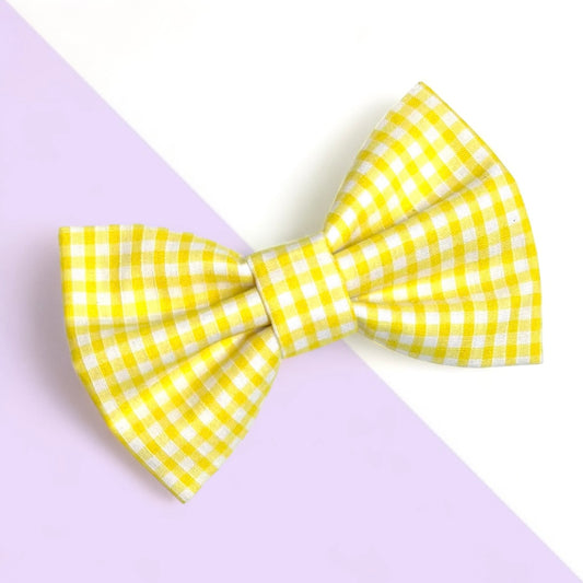 Yellow Gingham Spring Dog or Cat Bow Tie