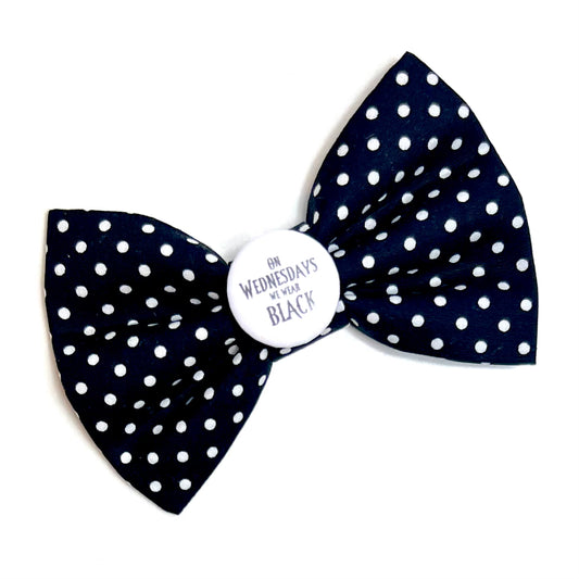 On Wednesdays We Wear Black Polka Dog Bow Tie