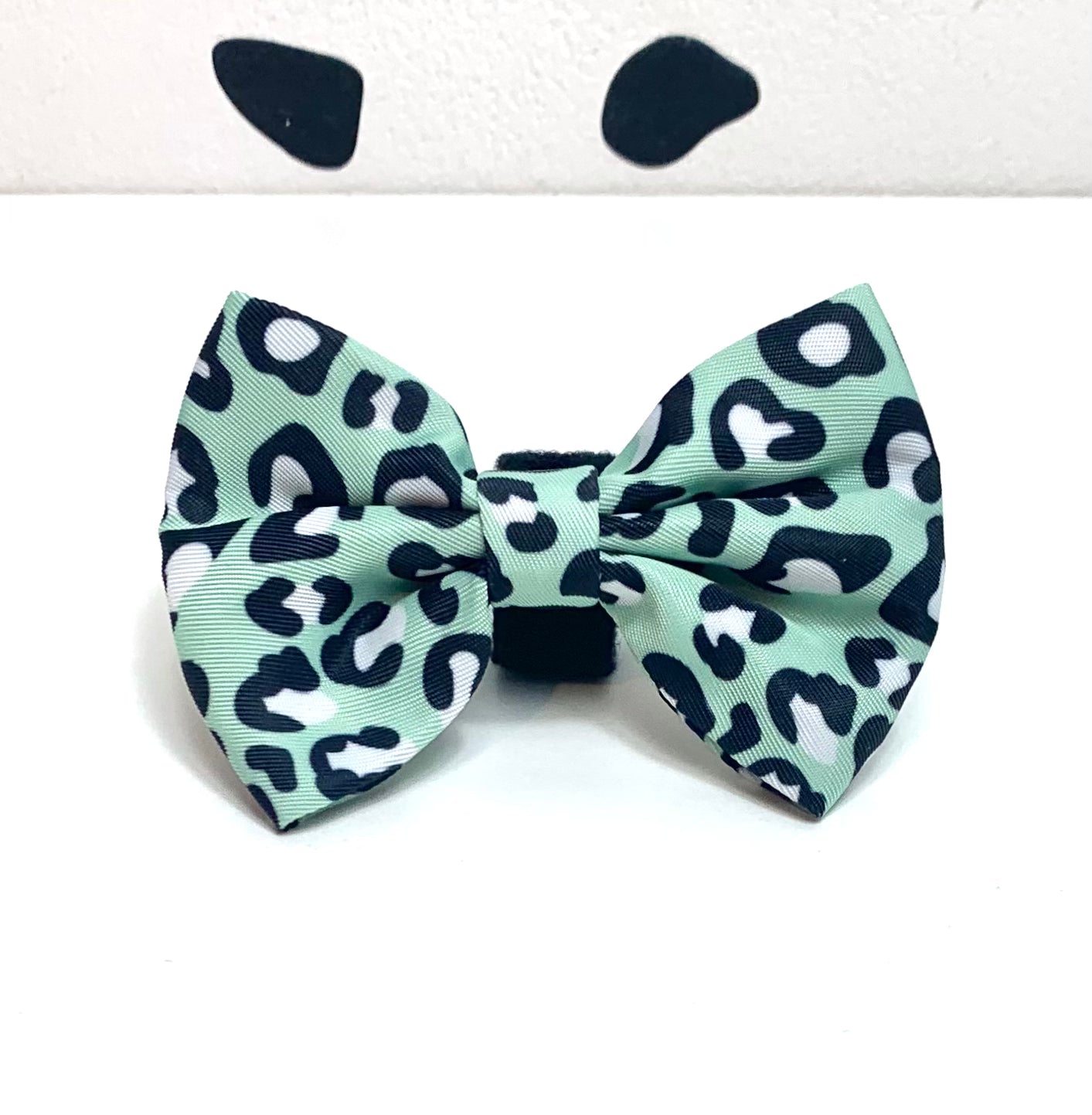 Mint Leopard Dog Bow Tie One Size