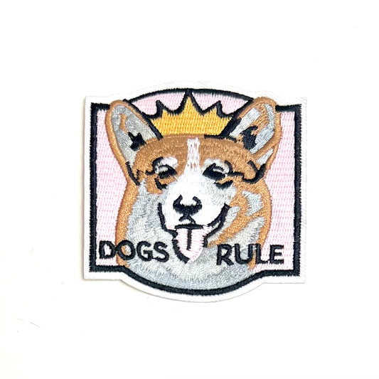 Dogs Rule Iron On Pink Dog Patch