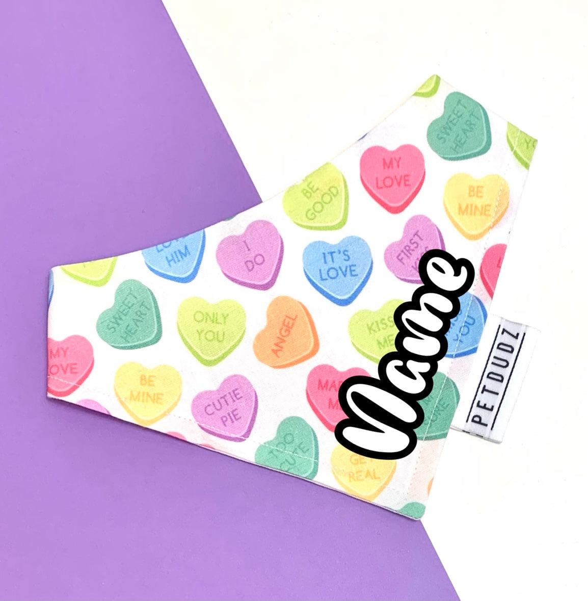 Personalised Love Heart Dog Bandana