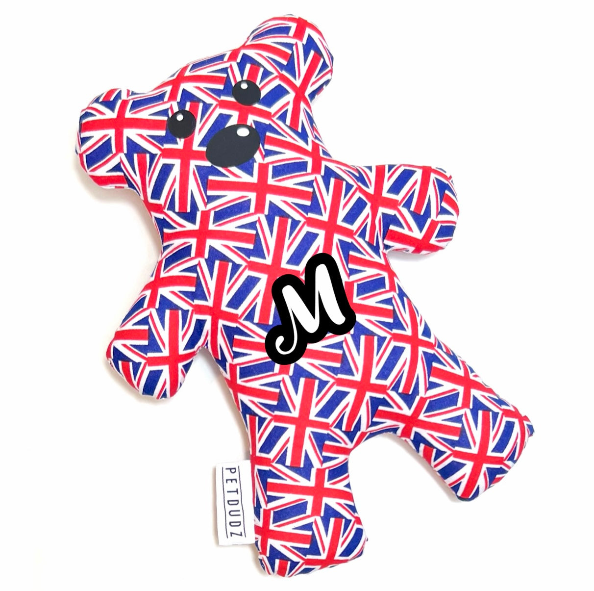 Union JackTeddy Bear Personalised Dog Toy Choose Fabric